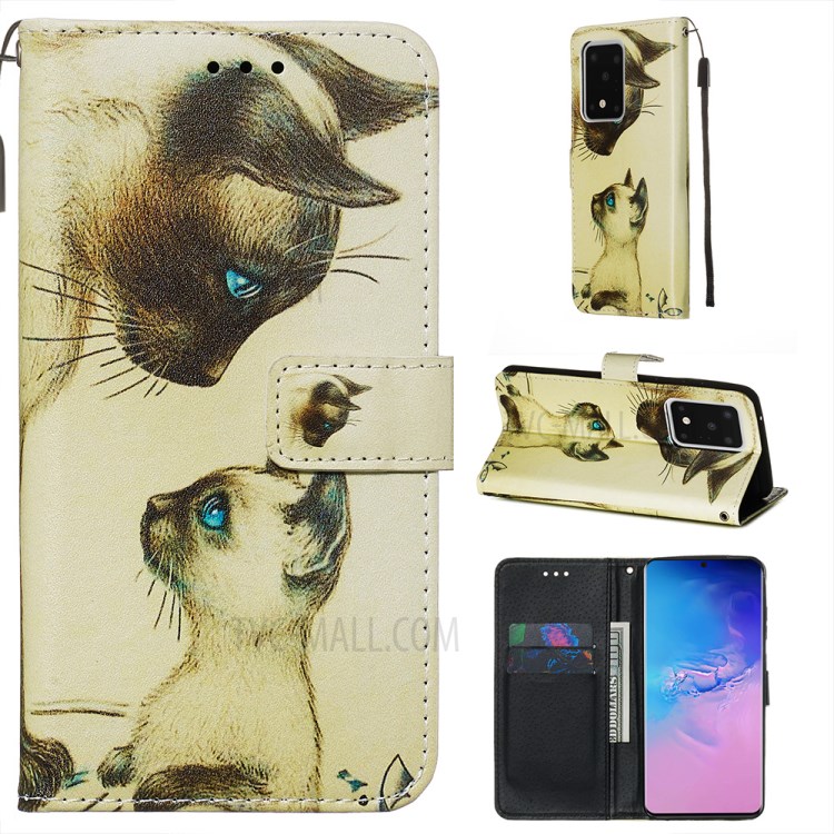 Pattern Printing Light Spot Decor Leather Wallet Case for Samsung Galaxy S20 Ultra - Two Dogs-1