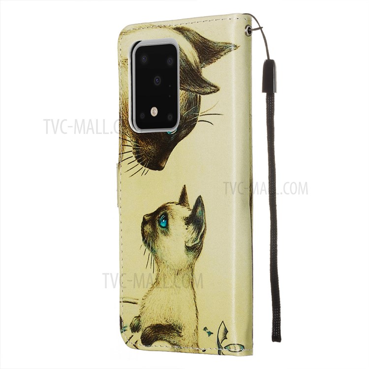 Pattern Printing Light Spot Decor Leather Wallet Case for Samsung Galaxy S20 Ultra - Two Dogs-5