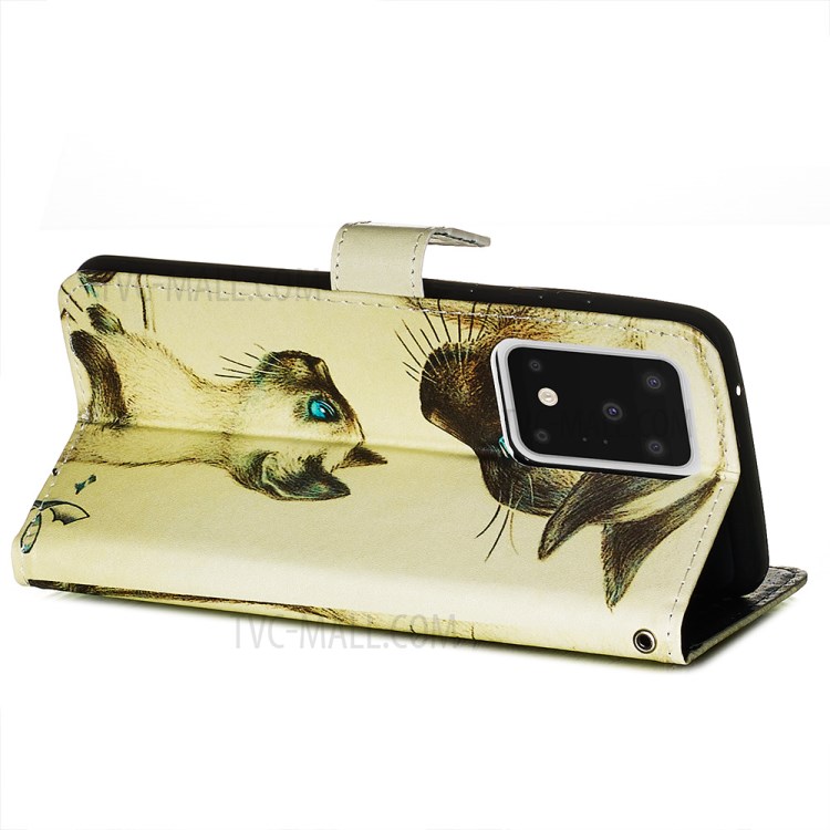 Pattern Printing Light Spot Decor Leather Wallet Case for Samsung Galaxy S20 Ultra - Two Dogs-6