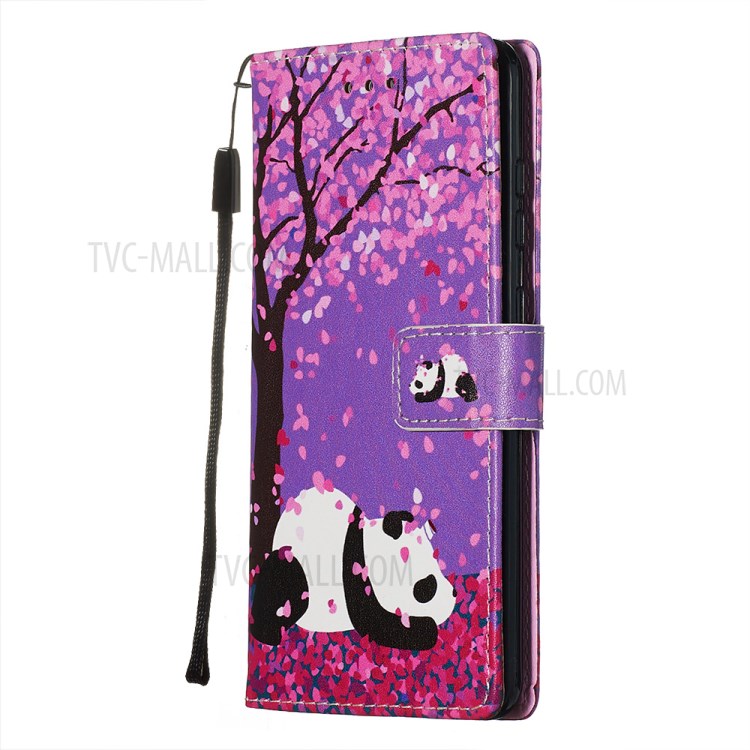 Pattern Printing Leather Wallet Case for Samsung Galaxy S20 - Panda-4