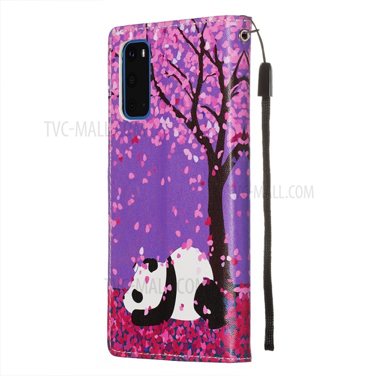 Pattern Printing Leather Wallet Case for Samsung Galaxy S20 - Panda-5