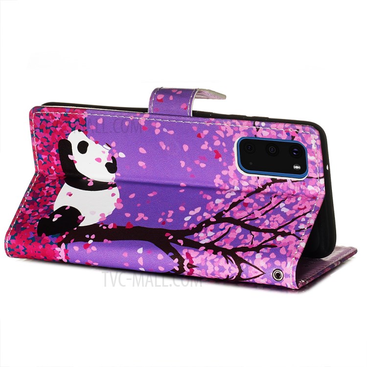 Pattern Printing Leather Wallet Case for Samsung Galaxy S20 - Panda-6