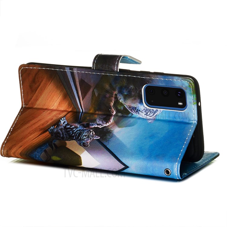 Pattern Printing Leather Wallet Case for Samsung Galaxy S20 - Cat-3