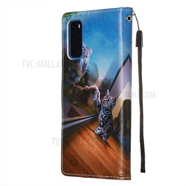 Pattern Printing Leather Wallet Case for Samsung Galaxy S20 - Cat-6