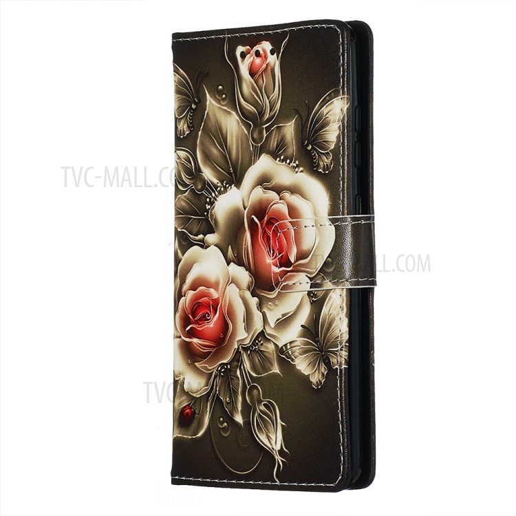 Pattern Printing Leather Wallet Case for Samsung Galaxy S20 - Vivid Flower-4