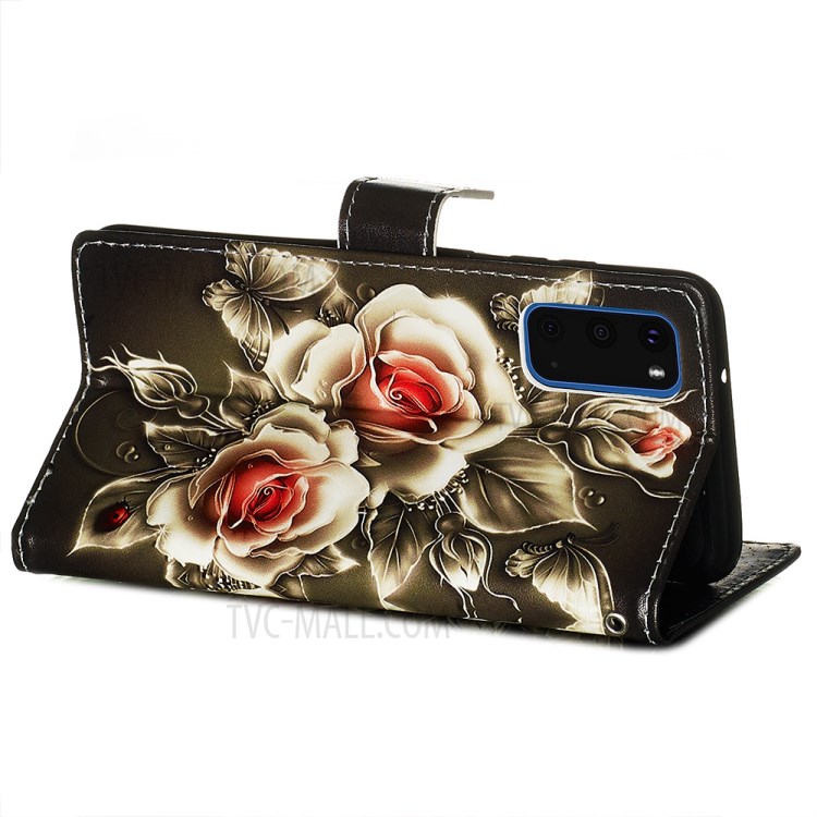 Pattern Printing Leather Wallet Case for Samsung Galaxy S20 - Vivid Flower-6