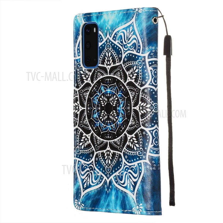 Pattern Printing Leather Wallet Case for Samsung Galaxy S20 - Mandala Flower-5