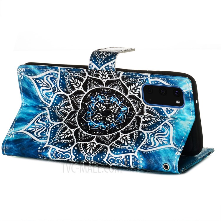 Pattern Printing Leather Wallet Case for Samsung Galaxy S20 - Mandala Flower-6