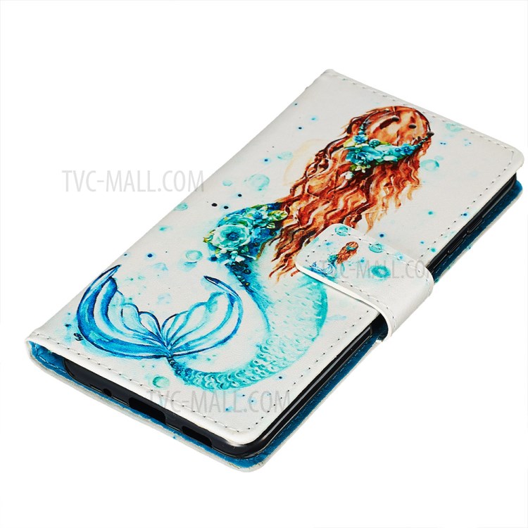 Pattern Printing Leather Wallet Case for Samsung Galaxy S20 - Mermaid-3