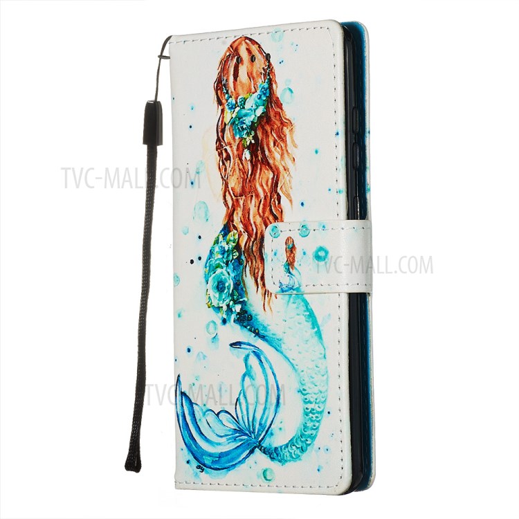 Pattern Printing Leather Wallet Case for Samsung Galaxy S20 - Mermaid-4