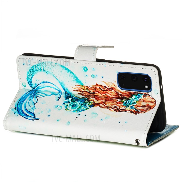Pattern Printing Leather Wallet Case for Samsung Galaxy S20 - Mermaid-6