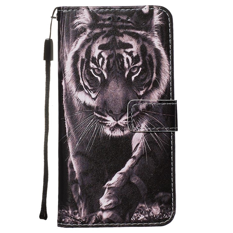 Pattern Printing Leather Wallet Case for Samsung Galaxy S20 - Tiger-2
