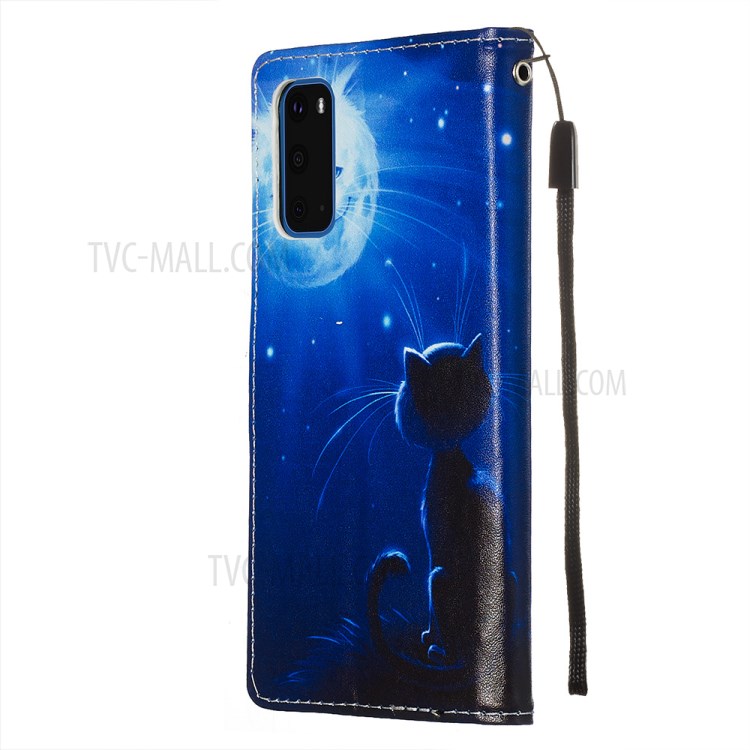 Pattern Printing Leather Wallet Case for Samsung Galaxy S20 - Cute Cat-5