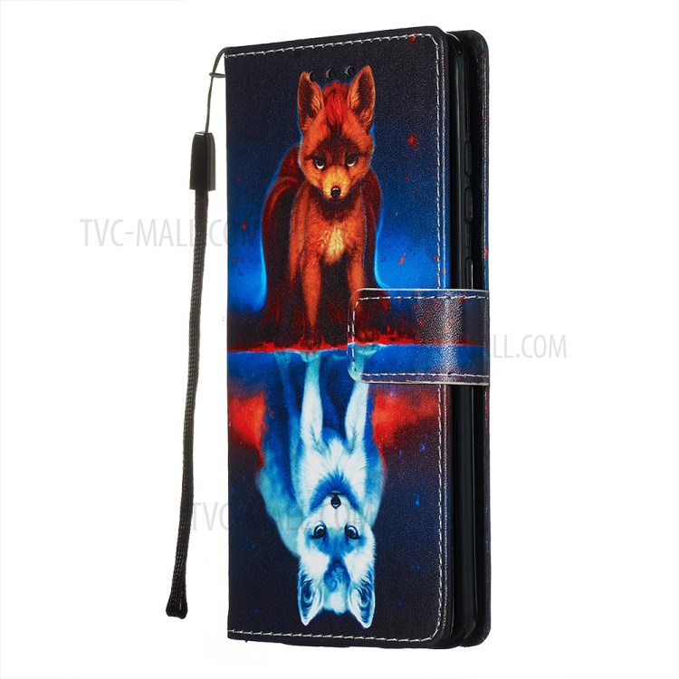Pattern Printing Leather Wallet Case for Samsung Galaxy S20 - Fox-4
