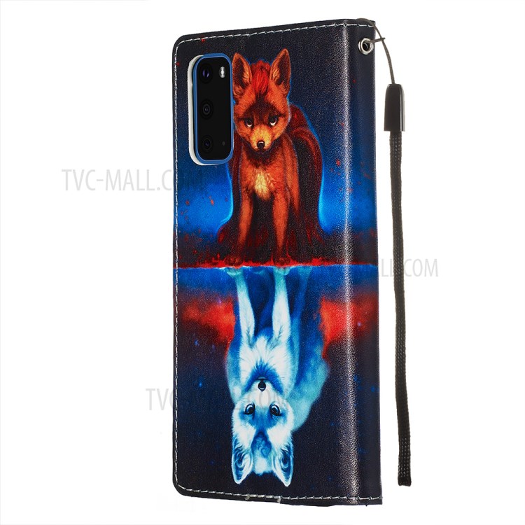 Pattern Printing Leather Wallet Case for Samsung Galaxy S20 - Fox-5