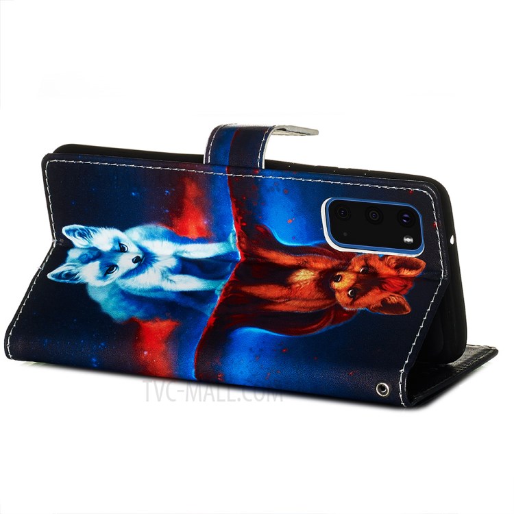 Pattern Printing Leather Wallet Case for Samsung Galaxy S20 - Fox-6