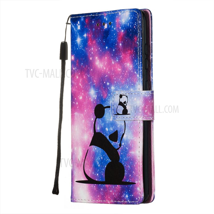 Pattern Printing Leather Wallet Case for Samsung Galaxy S20 - Sad Panda-4