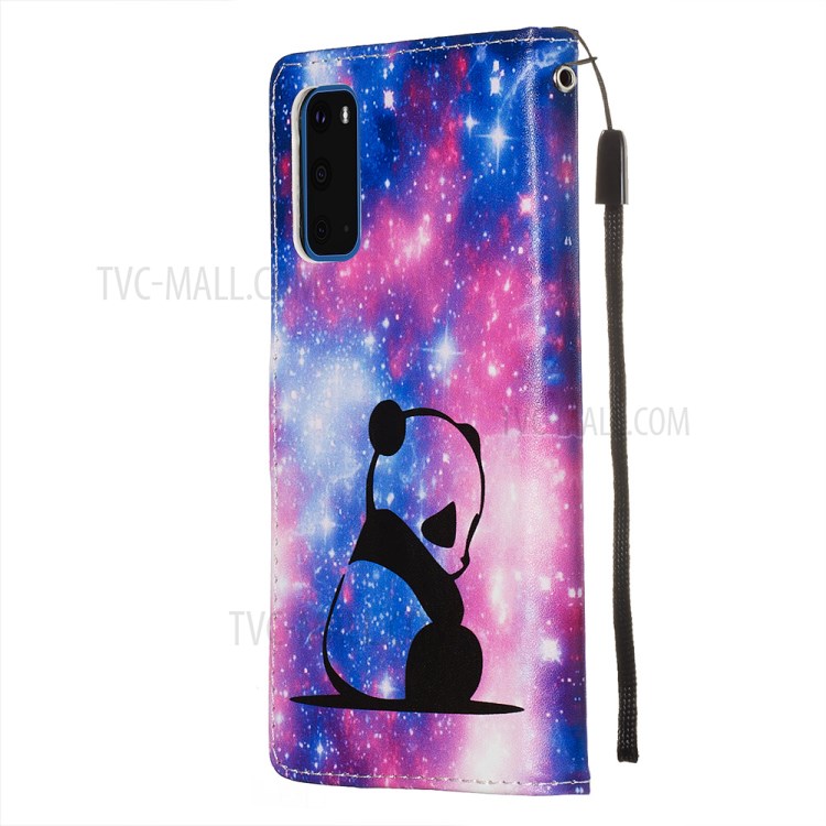 Pattern Printing Leather Wallet Case for Samsung Galaxy S20 - Sad Panda-5