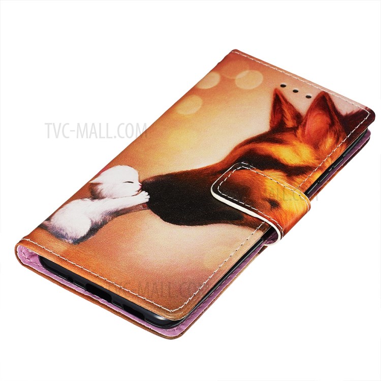 Pattern Printing Leather Wallet Case for Samsung Galaxy S20 - Cat and Dog-3
