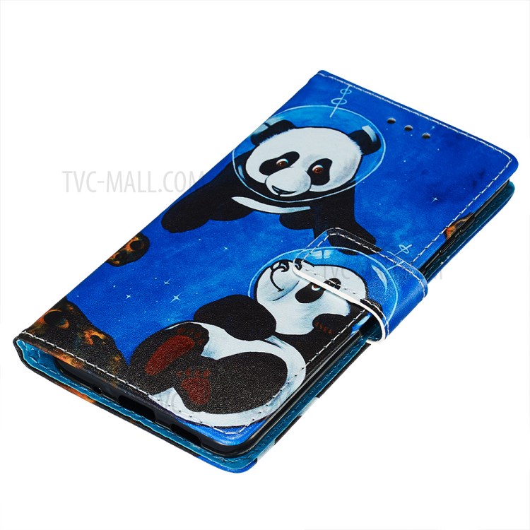 Pattern Printing Leather Wallet Case for Samsung Galaxy S20 - Two Pandas-3
