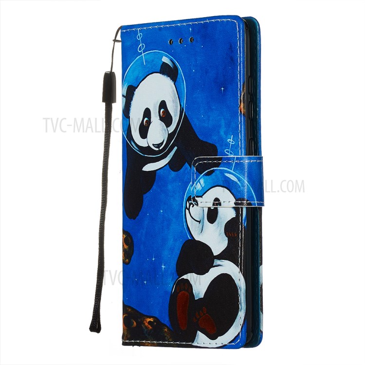 Pattern Printing Leather Wallet Case for Samsung Galaxy S20 - Two Pandas-4
