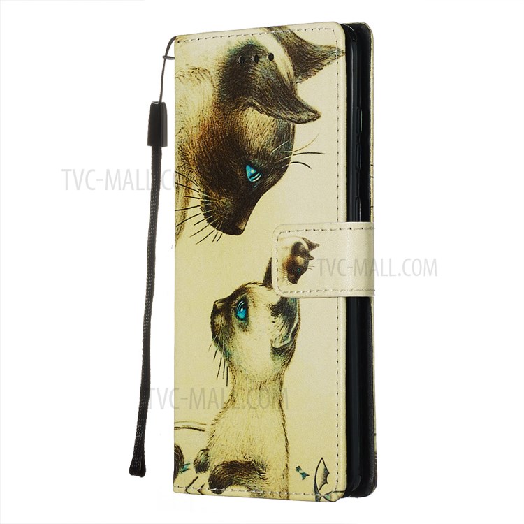 Pattern Printing Leather Wallet Case for Samsung Galaxy S20 - Two Cats-4