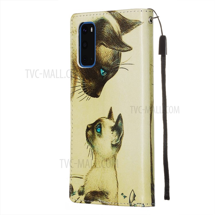 Pattern Printing Leather Wallet Case for Samsung Galaxy S20 - Two Cats-5