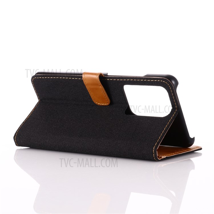 Paño De Oxford Cartera De Cuero Carcasa Soporte Para La Galaxia De Ultra S20 / S11 Plus - Negro-4