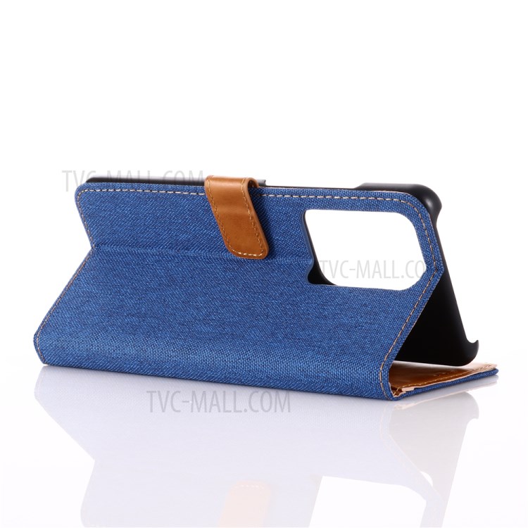 Oxford Cloth Wallet Leather Stand Casing for Samsung Galaxy S20 Ultra - Baby Blue-4