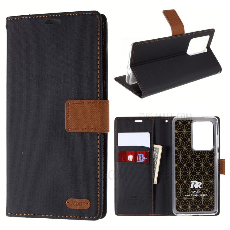 ROAR Twill Skin Leather Wallet Cover for Samsung Galaxy S20 Ultra - Black-1