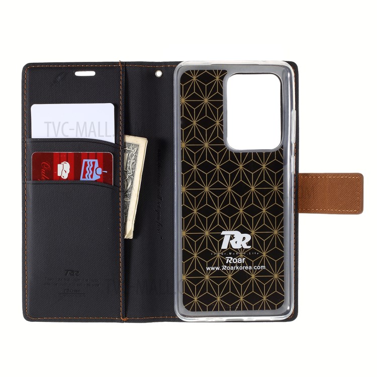 ROAR Twill Skin Leather Wallet Cover for Samsung Galaxy S20 Ultra - Black-8