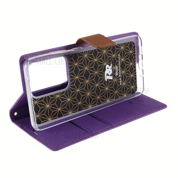 ROAR Twill Skin Leather Wallet Cover for Samsung Galaxy S20 Ultra - Purple-6