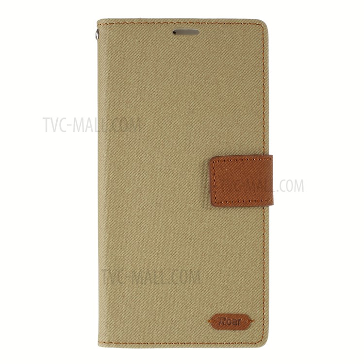 ROAR Twill Skin Leather Wallet Cover for Samsung Galaxy S20 Ultra - Khaki-1