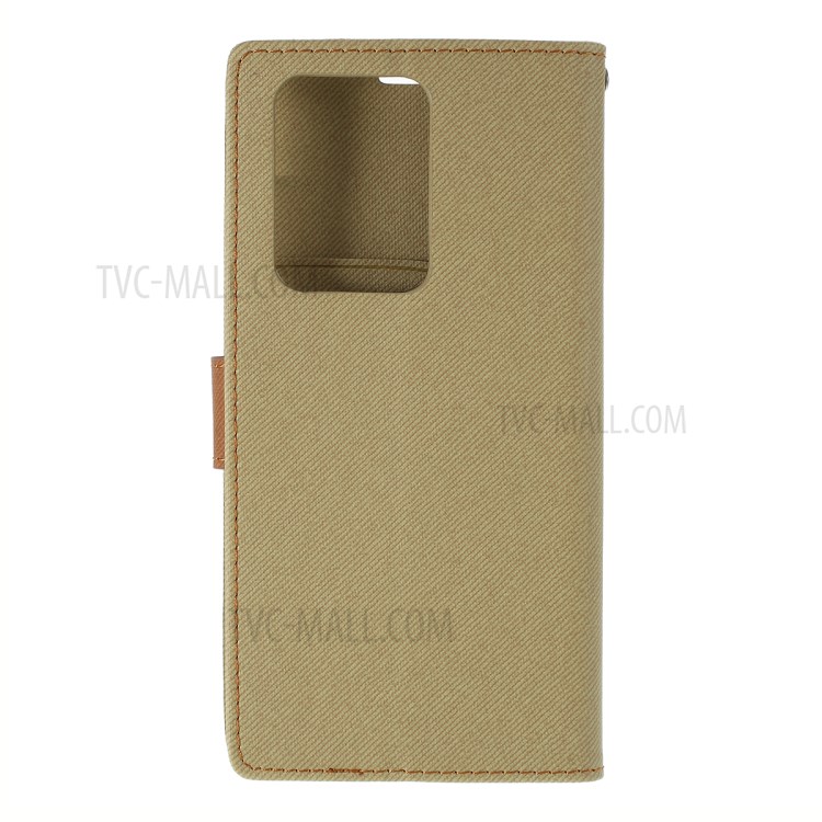 ROAR Twill Skin Leather Wallet Cover for Samsung Galaxy S20 Ultra - Khaki-3
