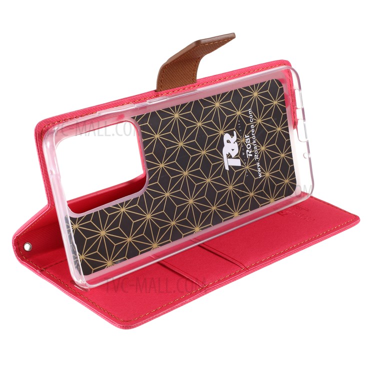 ROAR Twill Skin Leather Wallet Cover for Samsung Galaxy S20 Ultra - Rose-6