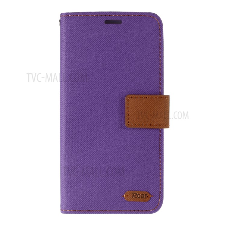 ROAR Twill Skin Style Leather Wallet Case for Samsung Galaxy S20 - Purple-1
