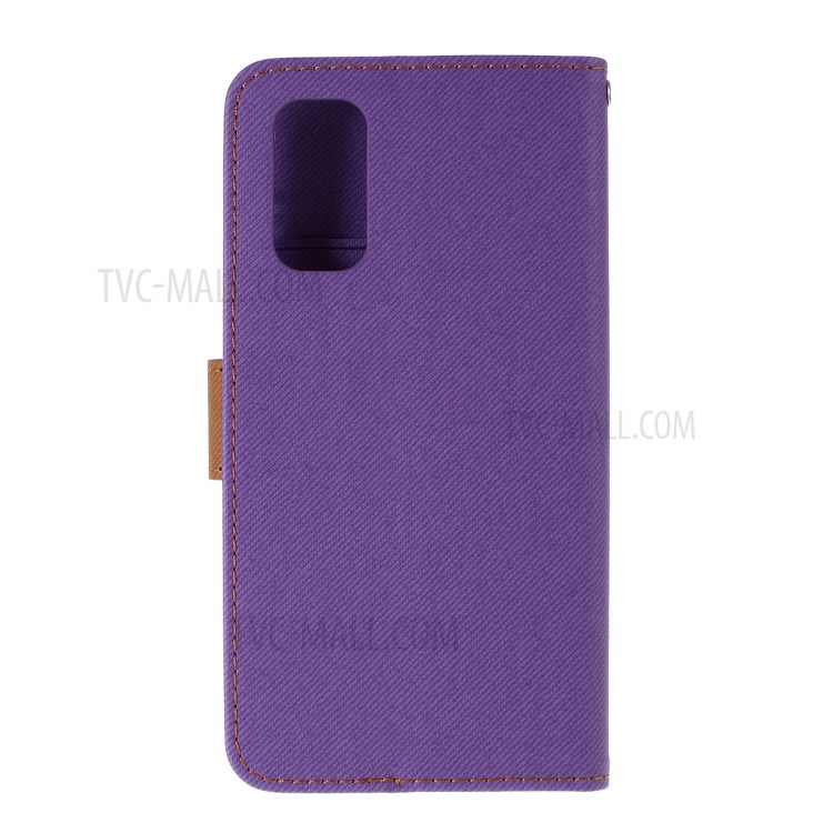 ROAR Twill Skin Style Leather Wallet Case for Samsung Galaxy S20 - Purple-3