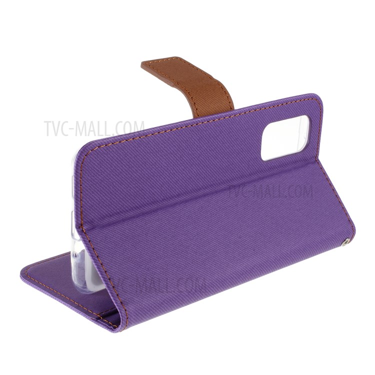 ROAR Twill Skin Style Leather Wallet Case for Samsung Galaxy S20 - Purple-5