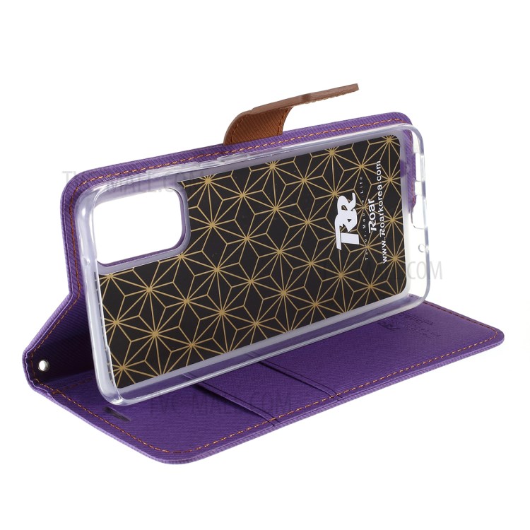ROAR Twill Skin Style Leather Wallet Case for Samsung Galaxy S20 - Purple-6