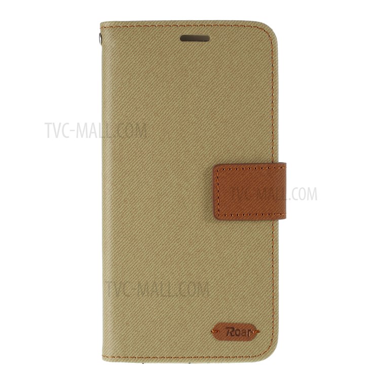 ROAR Twill Skin Style Leather Wallet Case for Samsung Galaxy S20 - Khaki-1