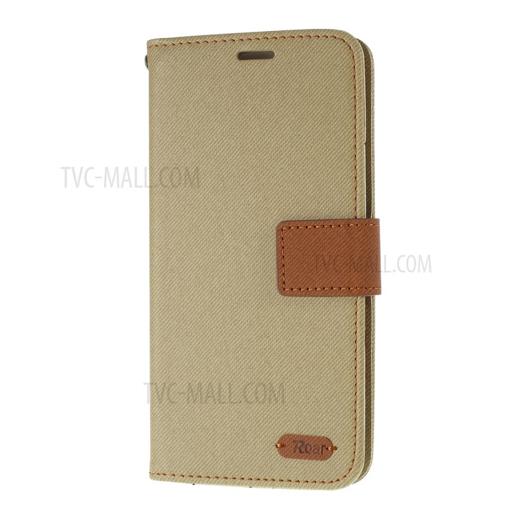 ROAR Twill Skin Style Leather Wallet Case for Samsung Galaxy S20 - Khaki-2