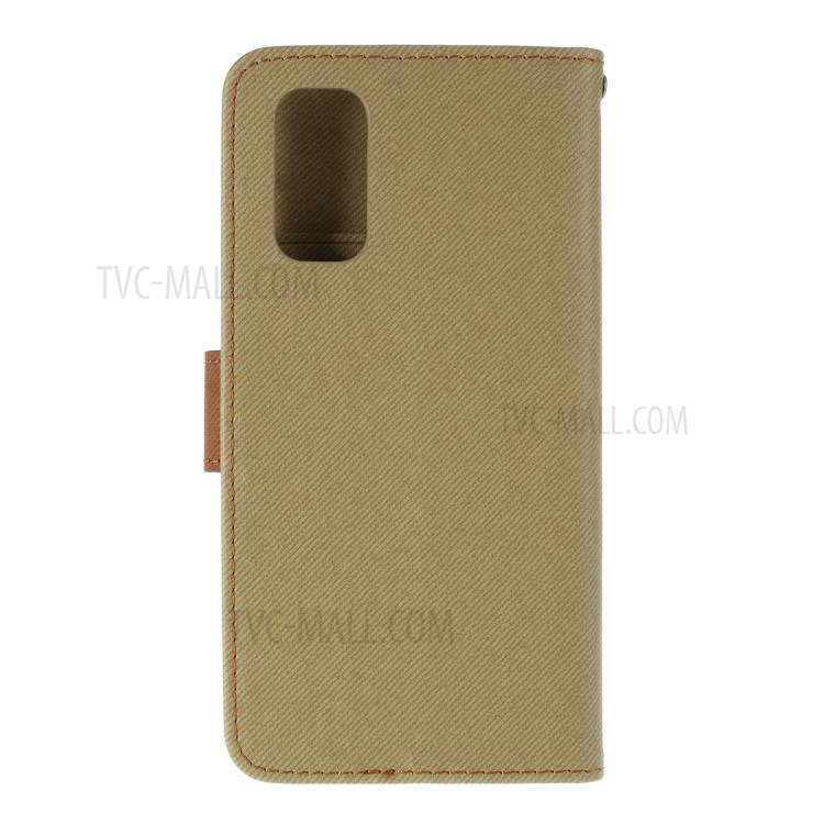 ROAR Twill Skin Style Leather Wallet Case for Samsung Galaxy S20 - Khaki-3