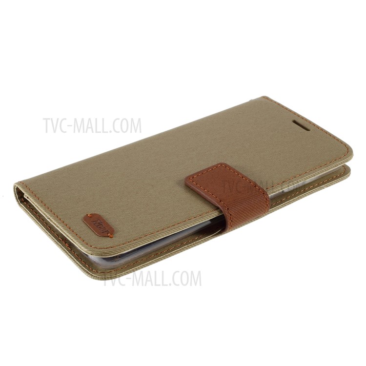 ROAR Twill Skin Style Leather Wallet Case for Samsung Galaxy S20 - Khaki-4