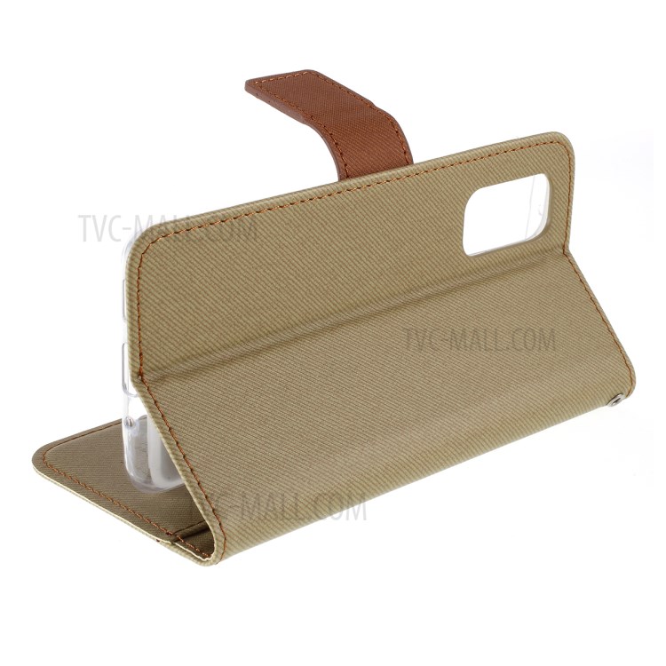 ROAR Twill Skin Style Leather Wallet Case for Samsung Galaxy S20 - Khaki-5