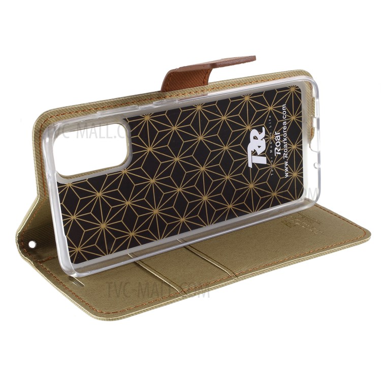 ROAR Twill Skin Style Leather Wallet Case for Samsung Galaxy S20 - Khaki-6