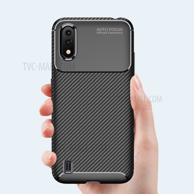 Carbon Fiber Texture TPU Case Anti-drop Cell Phone Cover for Samsung Galaxy A01 - Black-2