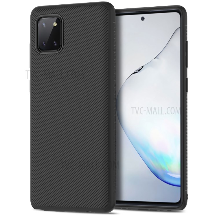 LENUO Twill Oberfläche TPU Abdeckung Für Samsung-Galaxie A81 / Anmerkung 10 Lite - Schwarz-1