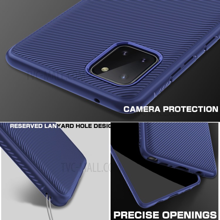LENUO Twill Surface TPU Cover for Samsung Galaxy A81/Note 10 Lite - Blue-3
