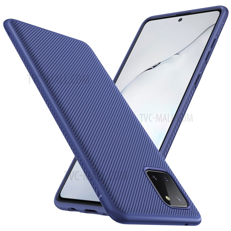 LENUO Twill Surface TPU Cover for Samsung Galaxy A81/Note 10 Lite - Blue-8