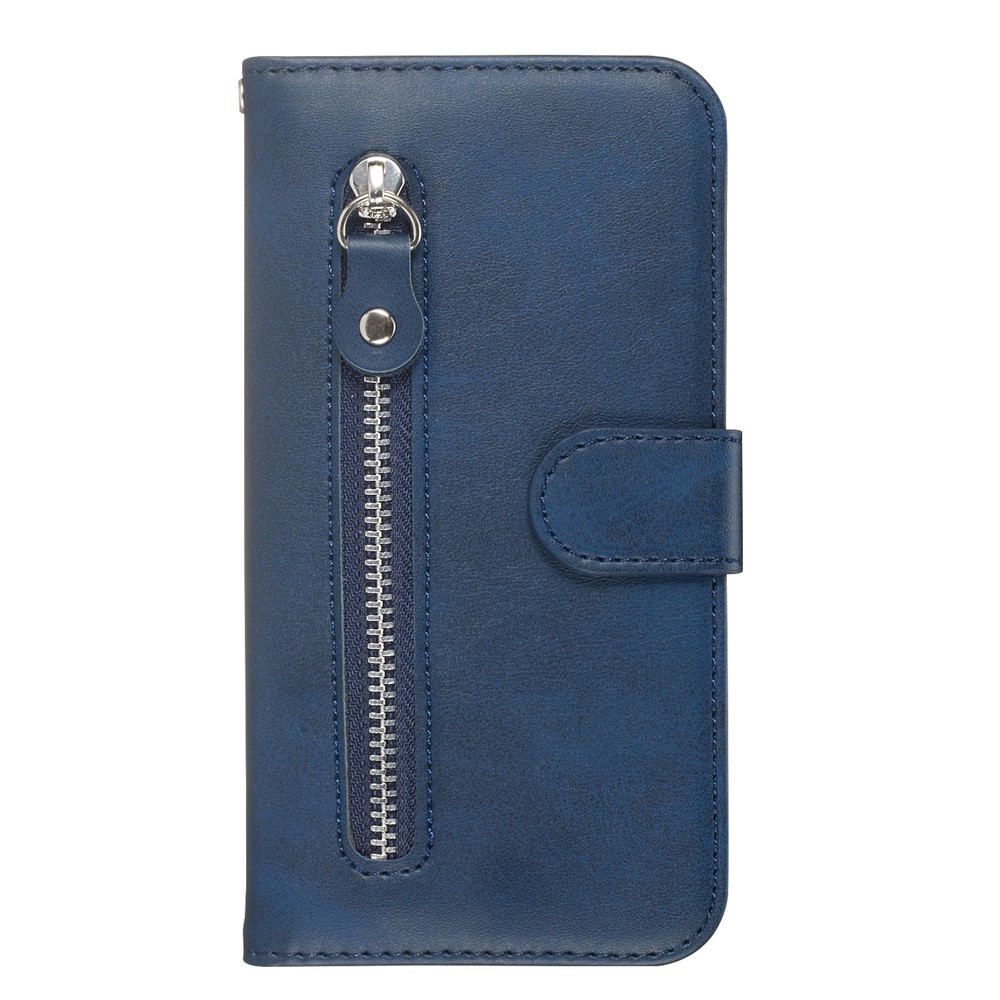 Carteira De Bolso Com Zíper Capa De Telefone Celular De Couro Flip Para Samsung Galaxy A71 - Azul